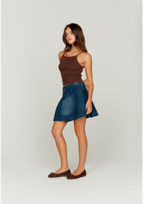 fade plated skirt woman blue in cotton HOUSE OF SUNNY | VOL2442BLUE RINSED